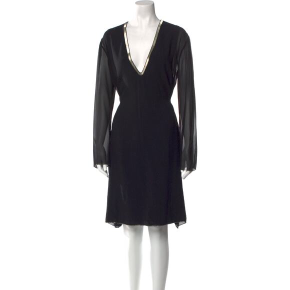 Chlo� V-Neck Black V Neck Midi Dress Size 36 - NWT